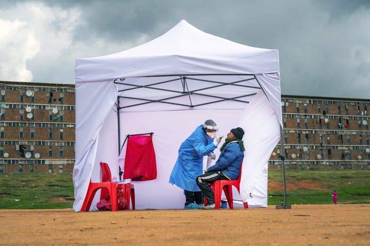  A resident from the Alexandra township gets tested for COVID-19 in Johannesburg, South Africa last April.