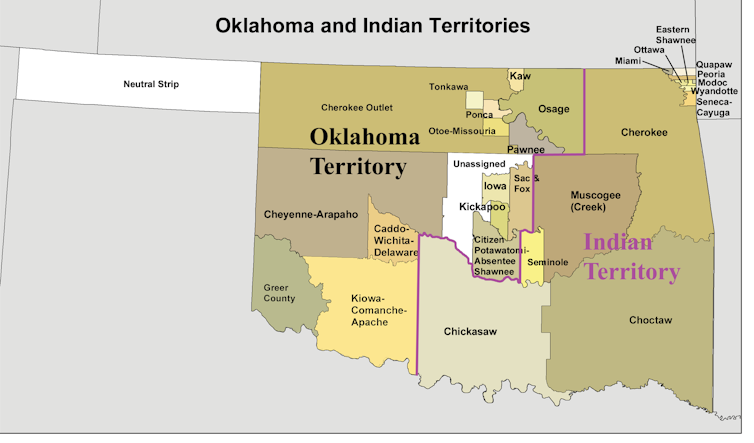 Map of Oklahoma and Indian territories