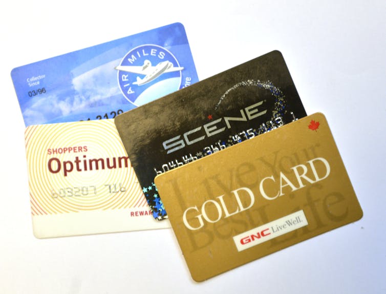 A selection of Canadian loyalty cards.