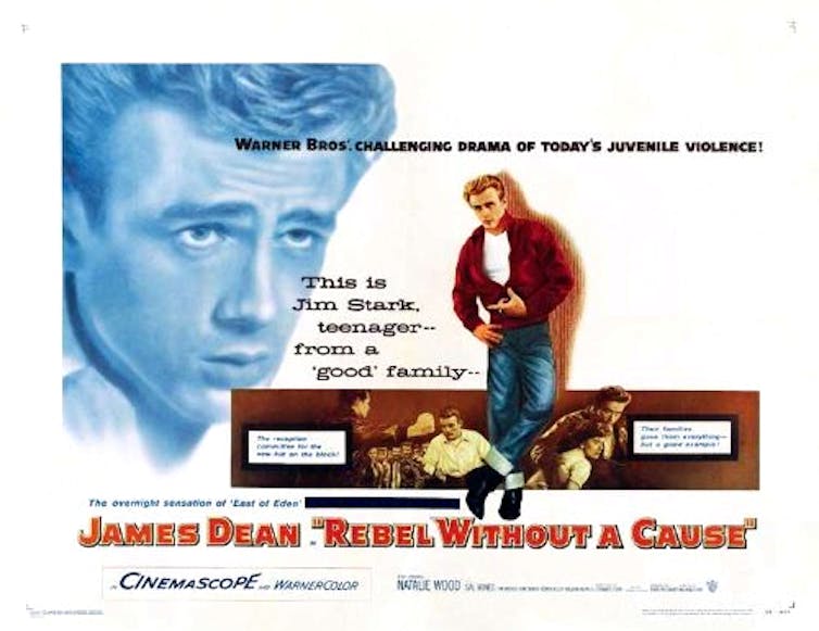 A movie poster for rebel without a cause