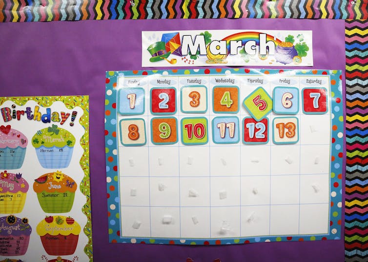 In the second grade classroom of teacher Mrs. Miranda at Cerritos Elementary School in Glendale, the calendar never went beyond  March 13, 2020.