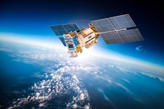 Imagen de un satélite en órbita alrededor de la Tierra.