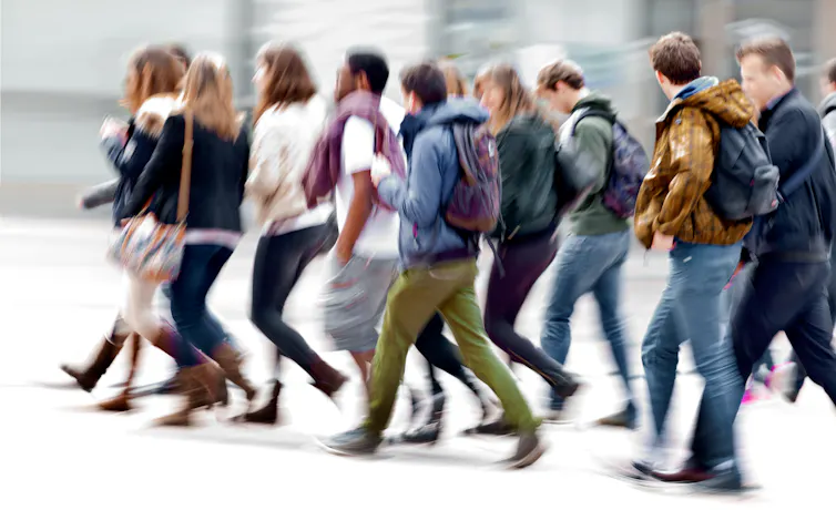 group of students walking