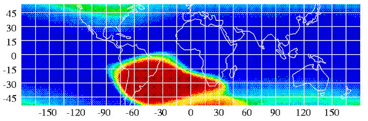 Image of the South Atlantic Anomaly taken by the ROSAT satellite.