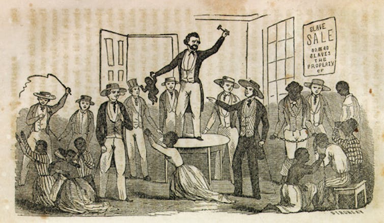 Subasta de esclavos. Ilustración de Narrative of the Life and Adventures of Henry Bibb, An American Slave, Written by Himself, 1815. Documenting the American South (DocSouth) - University of North Carolina at Chapel Hill