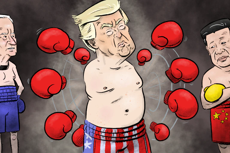 Donald Trump flails against both a retiring Joe Biden and a confidently powerful Xi Jinping