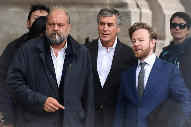 Jérome Cahuzac avec Eric Dupont-Moretti et Antoine Vey au procès