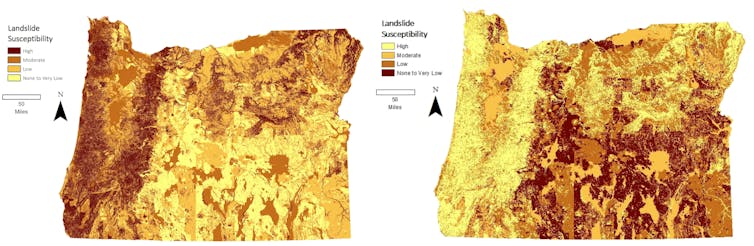 Landslide suseptibility charts