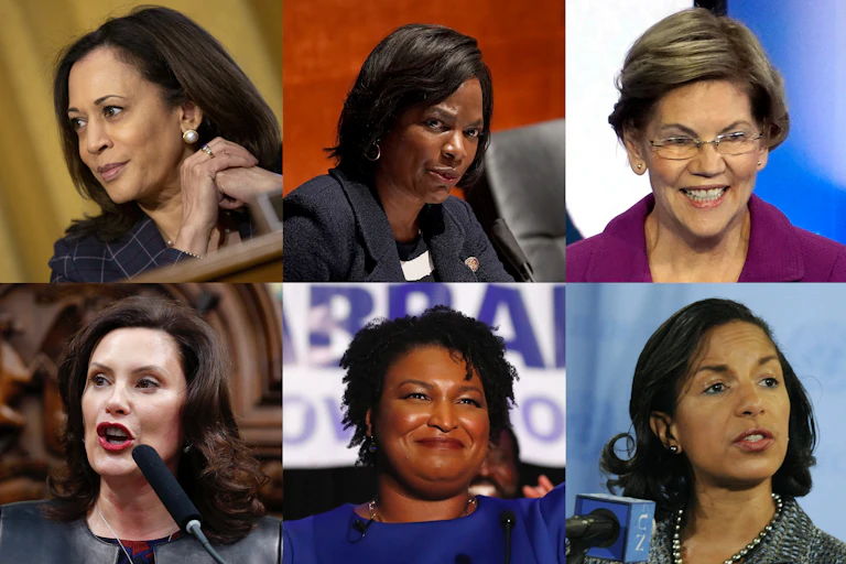 Kamala Harris, Val Demings, Elizabeth Warren, Tammy Duckworth, Gretchen Whitmer, Stacey Abrams, Susan Rice and Keisha Lance Bottoms, rumoured potential Biden Vice Presidents.