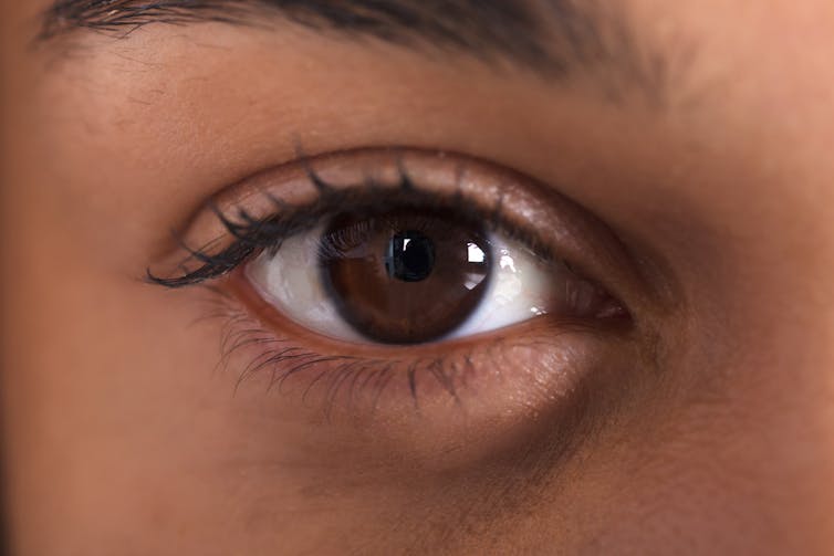 A close up of a person's eye