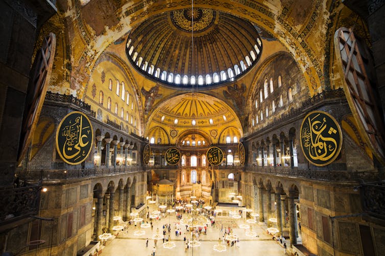 Domed interior of the Hagia Sophia