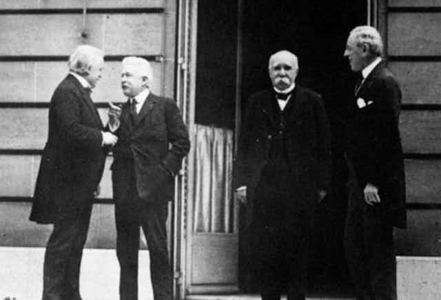 On May 27, 1919, British Prime Minister Lloyd George, Italian President Vittorio Orlando, French Prime Minister Georges Clemenceau  and American President Woodrow Wilson met just before the Paris Peace Conference began.