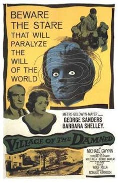 Movie poster with a child with wide open eyes.