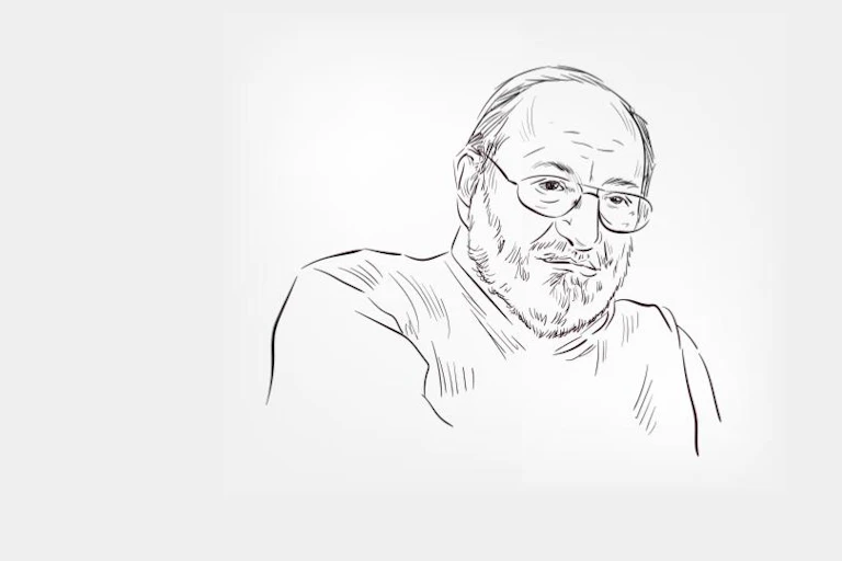 Retrato a carboncillo de Umberto Eco.