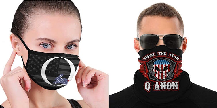 Qanon-themed masks available on Amazon.