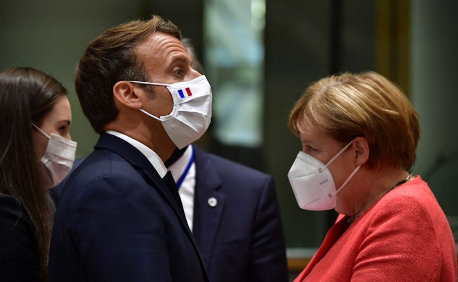 Emmanuel Macron et Angela Merkel à Bruxuelles le 20 juillet