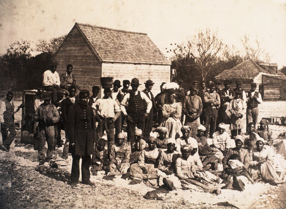 Freed slaves on a South Carolina plantation.