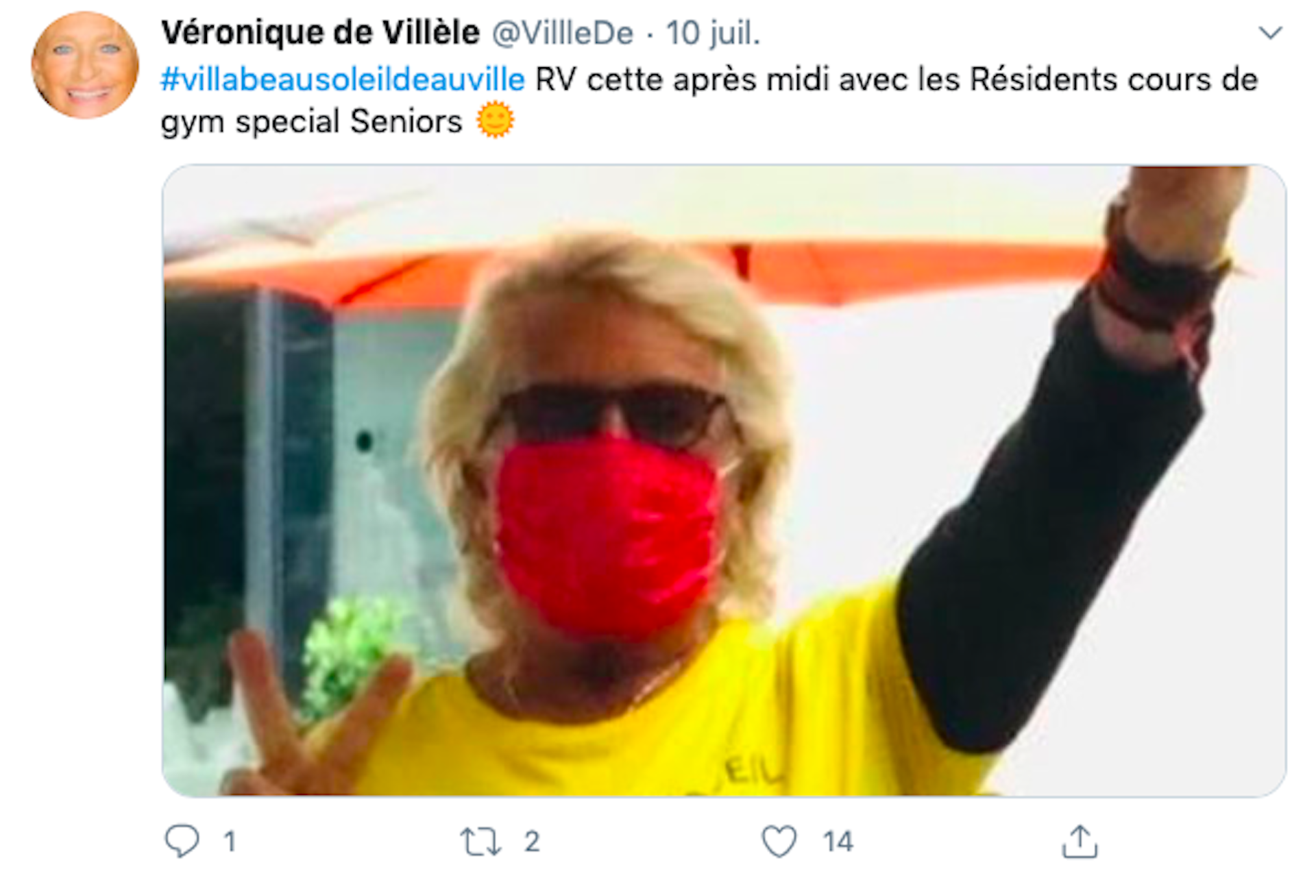  Capture d’écran du compte Twitter de Véronique de Villèle. @VillleDe 