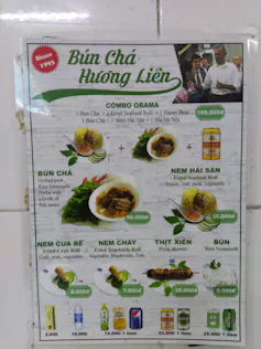 Menu restaurant à Hanoi