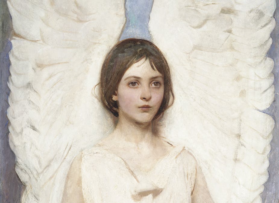 Abbott Thayer gives his eldest daughter angel wings in a painting.