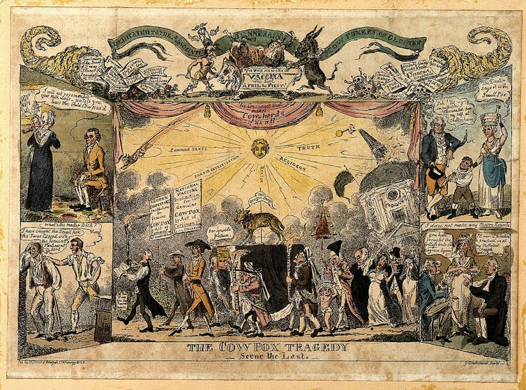 19th century cartoon of people marching in protest