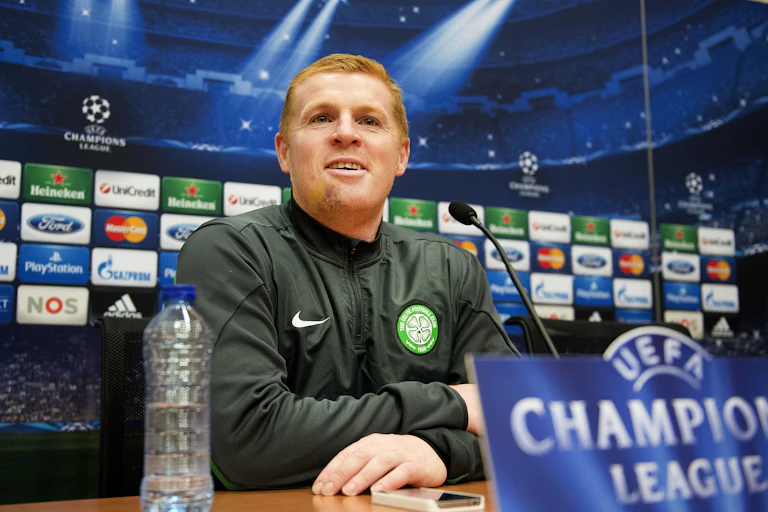 Neil Lennon Celtic manager in press conference ahead of Champions League game with Ajax in 2013