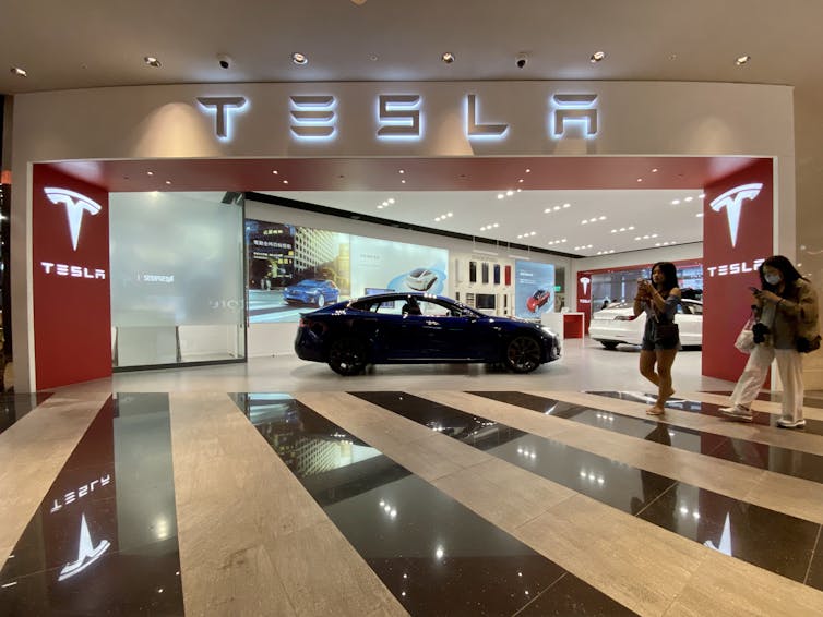 A Tesla showroom in Taipei, Taiwan.