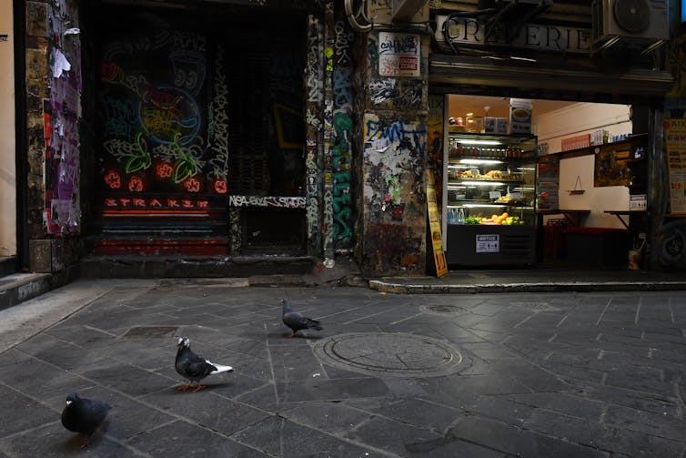 A cafe open for takeaway in Melbourne's CBD