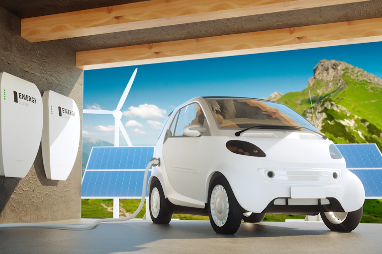 electric car with batteries