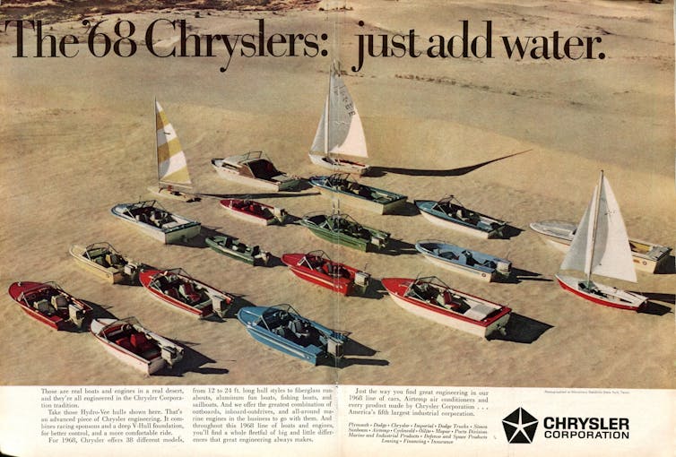 A 1968 magazine advert for Chrysler boats.