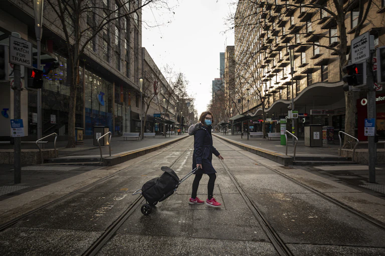 Near empty streets in Melbourne