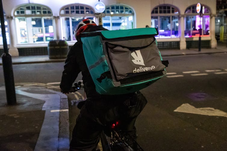 Deliveroo rider on bike