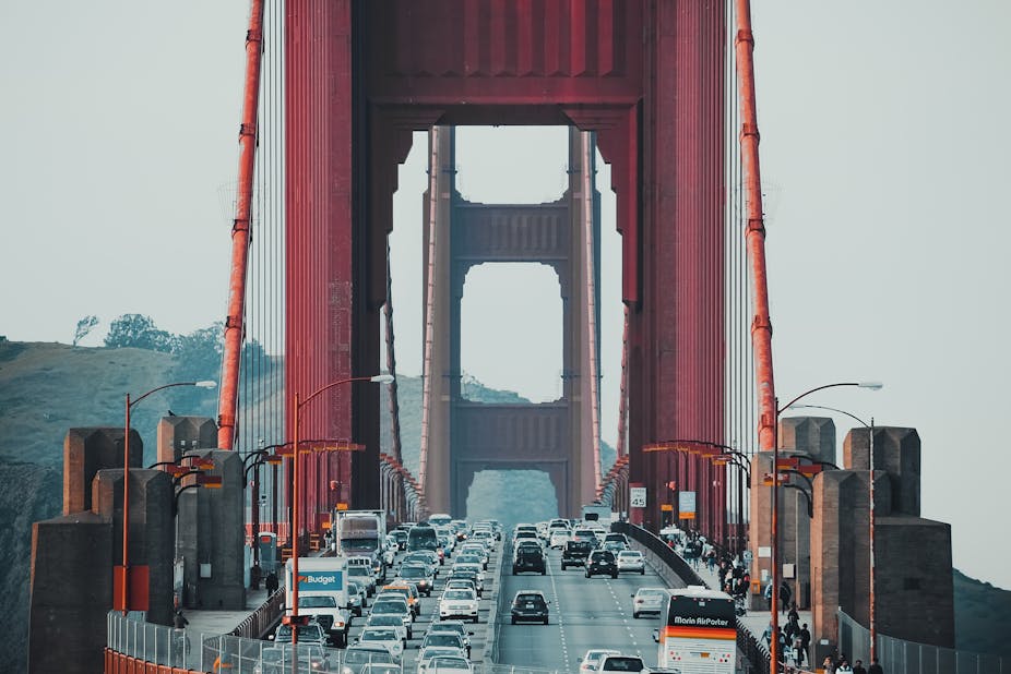 Thousands of vehicles cross the Golden Gate Bridge every day. 