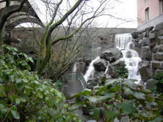 Small manmade waterfall park in Seattle, Wash.
