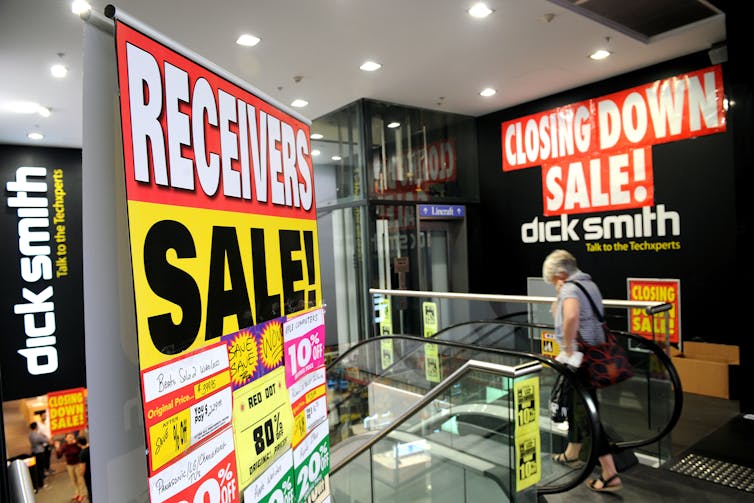 Closing-down sales for Dick Smith Electronics in April 2016.