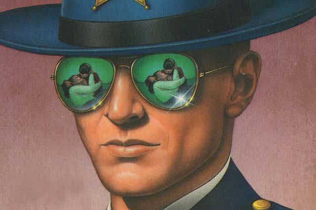 The cover of an edition of Jim Thompson's 1952 novel 'The Killer Inside Me' depicts protagonist Lou Ford wearing aviator sunglasses.