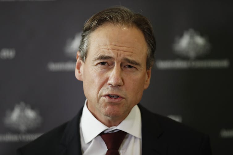 Minister for Health Greg Hunt at a press conference