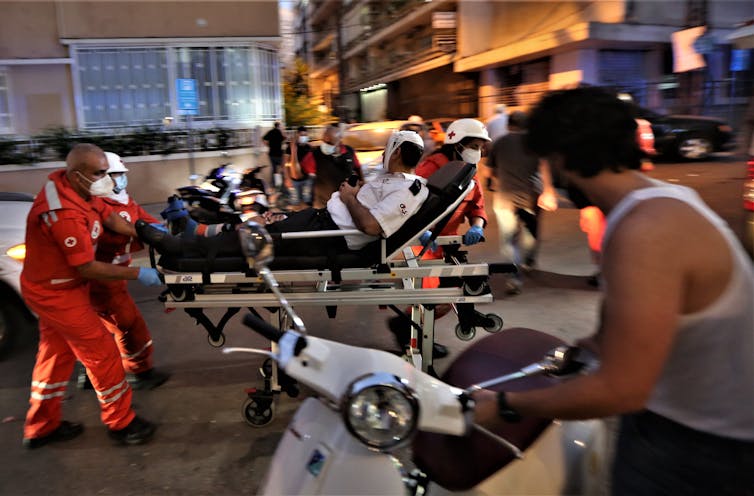 A man and an ambulance.