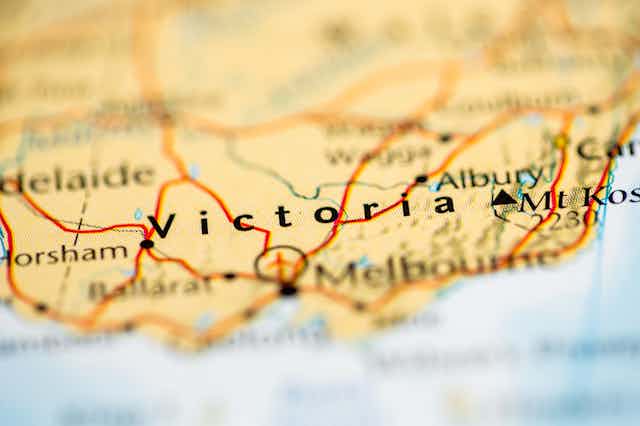 A map depicting Victoria