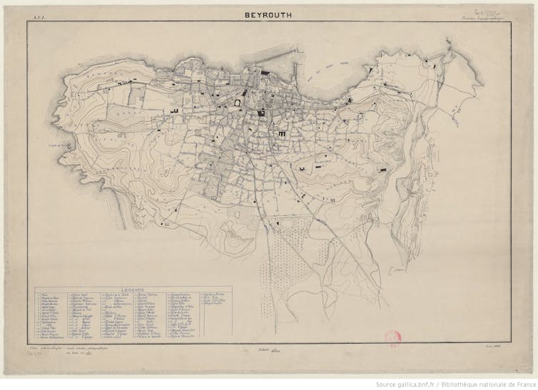 vieille carte de Beyrouth 1920