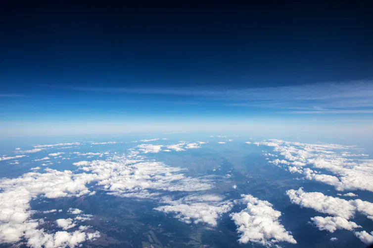 A high-altitude view of Earth