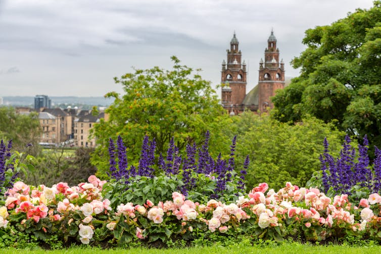 View of Kelvingrove Art Gallery from Kelvingrove Park, Glasgow.