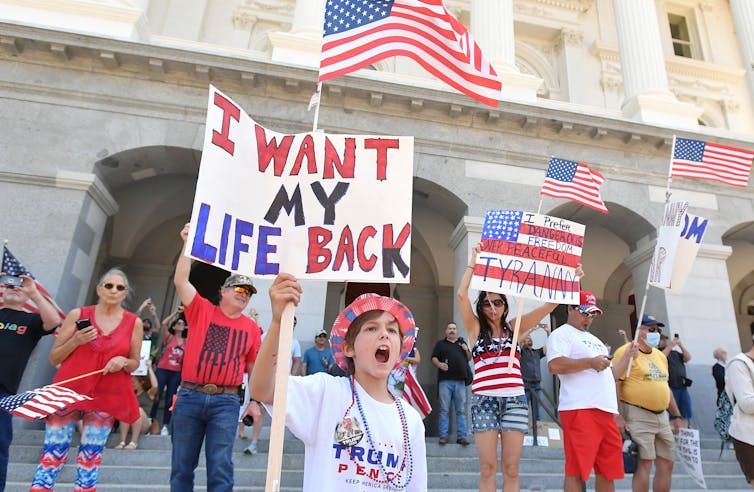 Protesters outside California state capital building