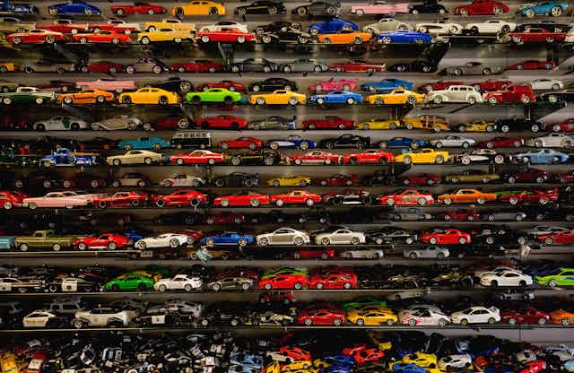 Stacks of toy cars