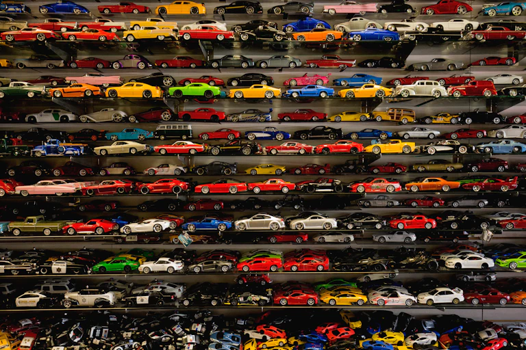 Stacks of toy cars