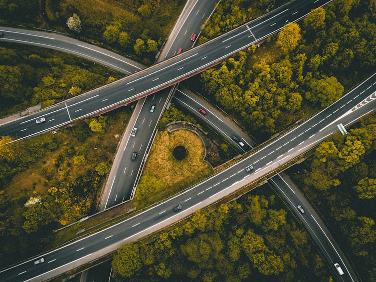 Aerial view of roads.