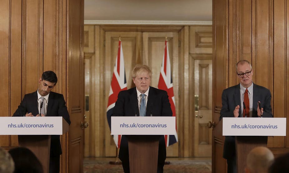 Boris Johnson delivers a coronavirus briefing.
