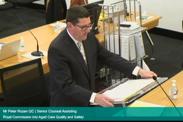 Peter Rozen QC appearing before the Royal Commission