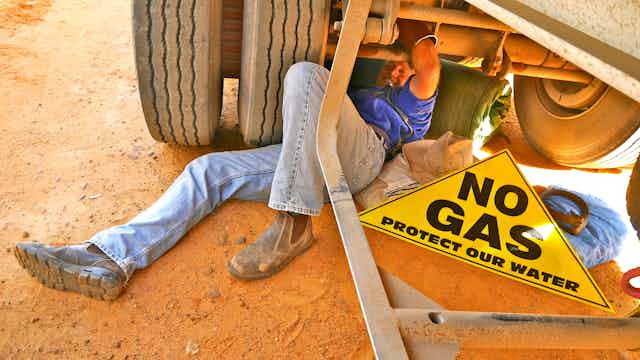 A man protesting the Narrabri Gas Project