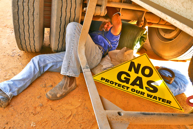 A man protesting the Narrabri Gas Project